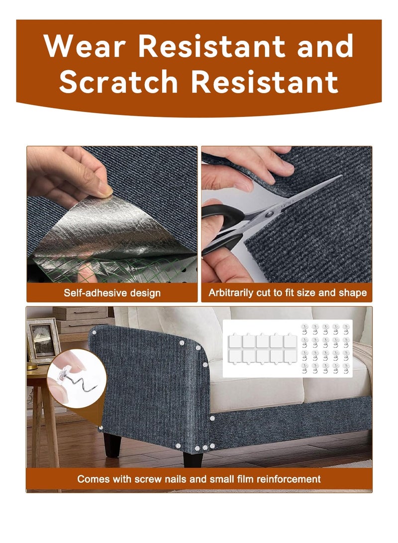 LEOKOR Cat Scratch Mat, 40cm*300cm Trimmable Self-Adhesive Carpet, DIY Climb Cat Scratcher for Furniture Couch or Wall Protector, Sofa Furniture Protector, Cat Couch Protector from Cat Claws, Covering Cat Scratching Post Replacement Pads (Dark Gray) - Image 2