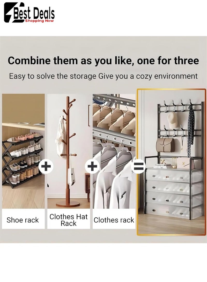 افضل العروض غرفة نوم ، ممر ، مكتب ، باب المدخل ، رف قبعة الأحذية ، معطف قصير يمكن تعليقه ، مع 8 السنانير ، 5 طبقة الغبار واقية رف الأحذية ، رف الأحذية بسيطة ، متعددة الطبقات التجمع ، الغبار واقية تخزين الرف - Image 2
