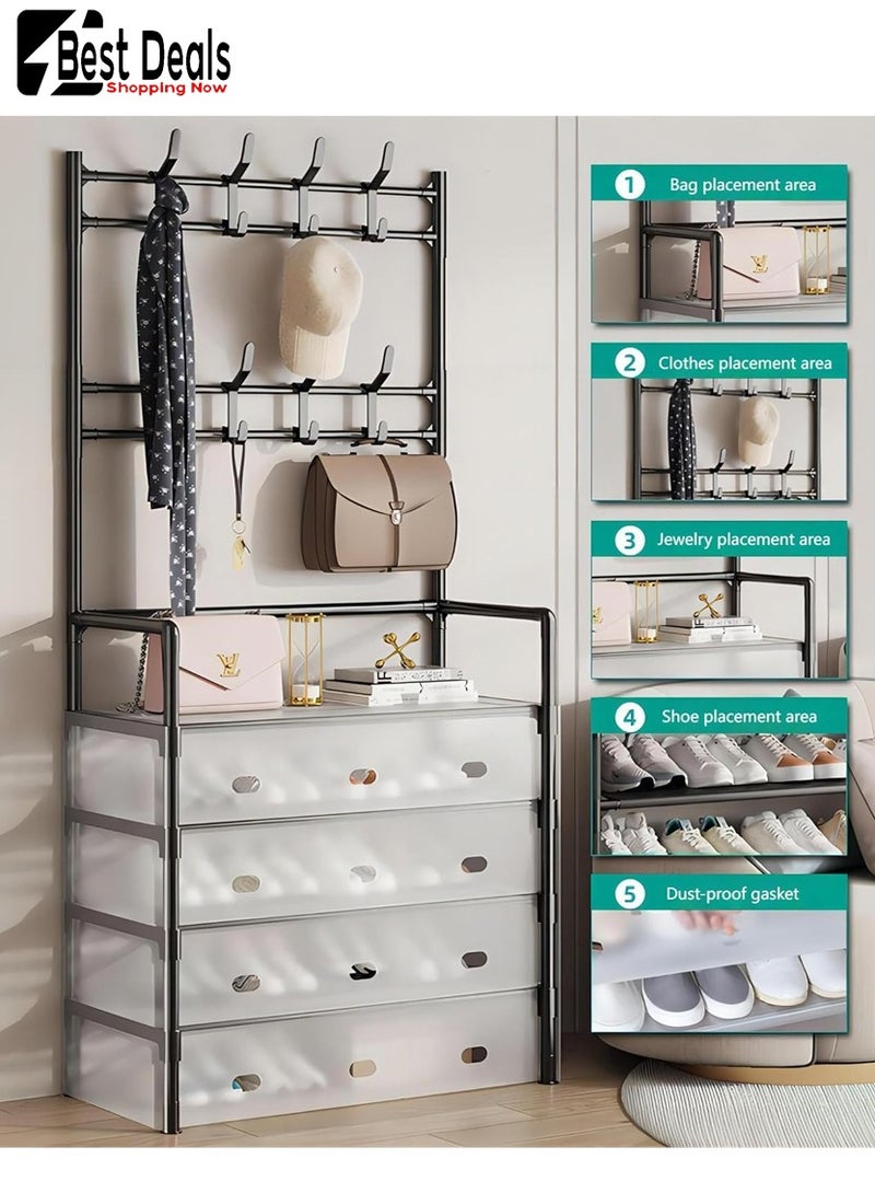 افضل العروض غرفة نوم ، ممر ، مكتب ، باب المدخل ، رف قبعة الأحذية ، معطف قصير يمكن تعليقه ، مع 8 السنانير ، 5 طبقة الغبار واقية رف الأحذية ، رف الأحذية بسيطة ، متعددة الطبقات التجمع ، الغبار واقية تخزين الرف - Image 3