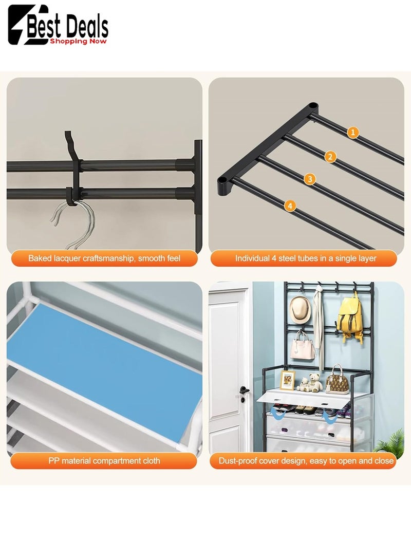 افضل العروض غرفة نوم ، ممر ، مكتب ، باب المدخل ، رف قبعة الأحذية ، معطف قصير يمكن تعليقه ، مع 8 السنانير ، 5 طبقة الغبار واقية رف الأحذية ، رف الأحذية بسيطة ، متعددة الطبقات التجمع ، الغبار واقية تخزين الرف - Image 5
