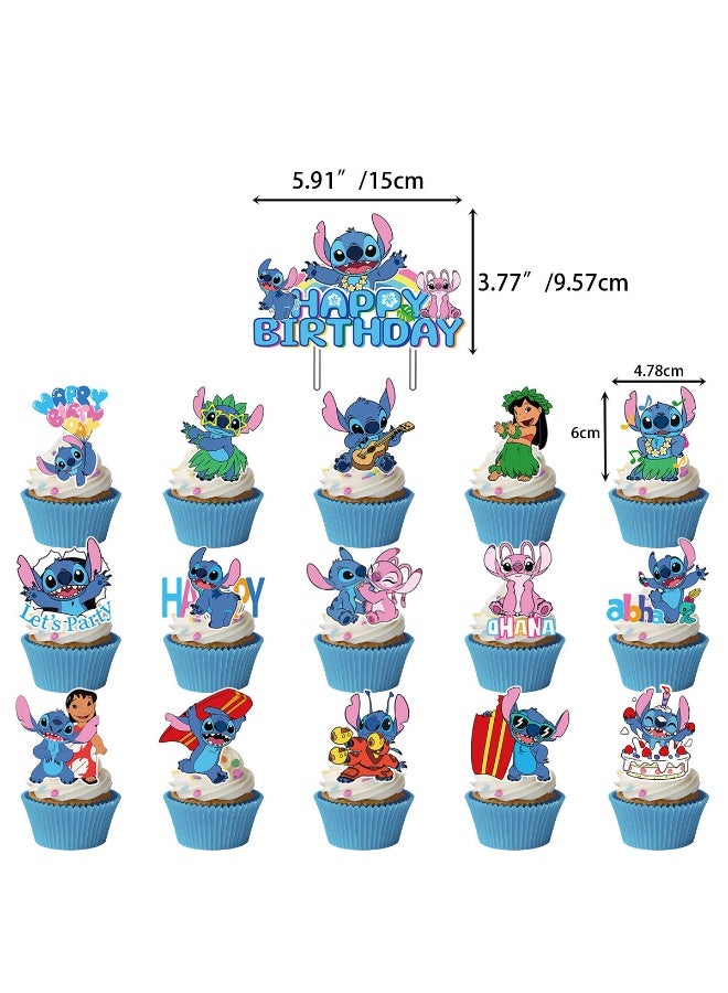 HIHILOOK 16 Stitch-themed birthday cake toppers, cake decorations, birthday party supplies - Image 2