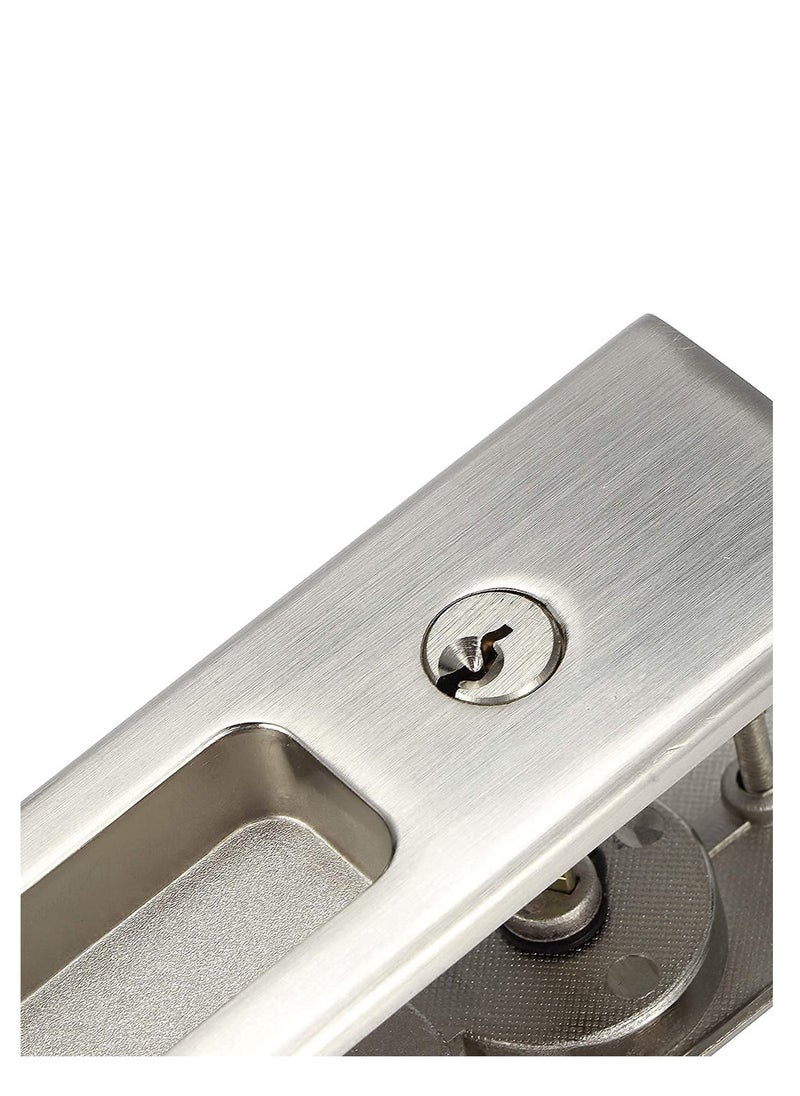 Privacy Pocket Door Lock Hardware with Key Recessed Sliding Door Mortise Lock, Double Barn Door Lock Invisible Furniture Hardware for 38mm 55mm Thickness Door - Image 3