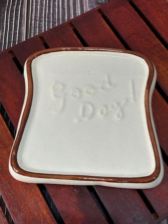 Shopping shots Set of 2 White Ceramic Bread-Shaped Serving Plates - Perfect for Tea Time Snacks, Sandwiches, Starters, or Burgers (6.6 inches) - Image 4