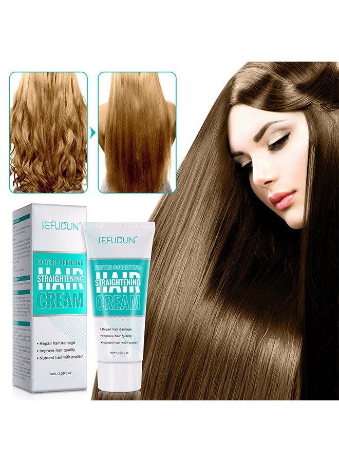 Sefudun Protein Correcting Hair Straighteing Cream, Silk And Gloss Hair Straightening Cream, Nourishing Fast Smoothing Collagen Hair Straightener Cream, For Thick, Curly, Unruly Hair, Repair Damaged Hair  - Image 2