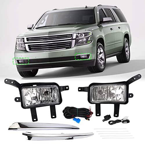 DYRDINSHOW Fog Lights Compatible With Chevy Tahoe Suburban 2015 2016 2017 2018 2019 2020 Driving Fog Lights with Harness, OE# GM2592311 GM2593311 - Image 1