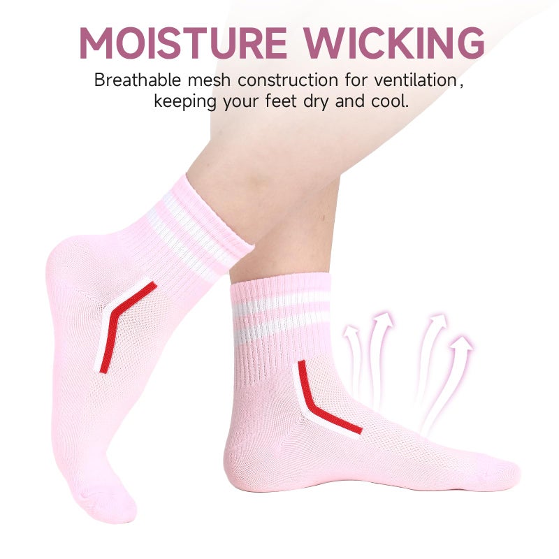 IDALOP 20 Pairs Cute & Colorful Striped Quarter Crew Women's Colored Socks, Size 9-11 - Image 3