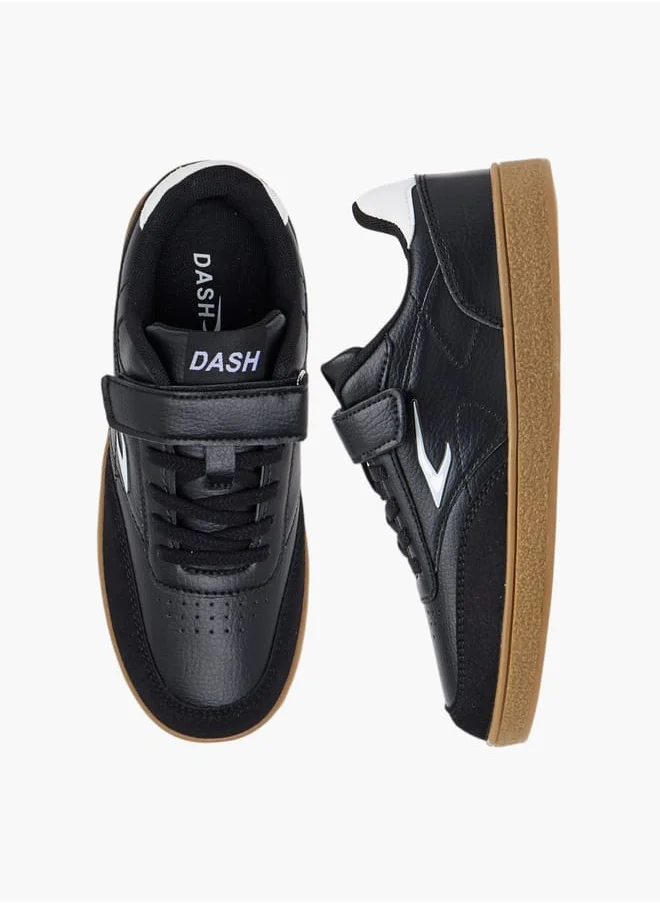 داش Boys Logo Detail Sneakers with Hook and Loop Closure