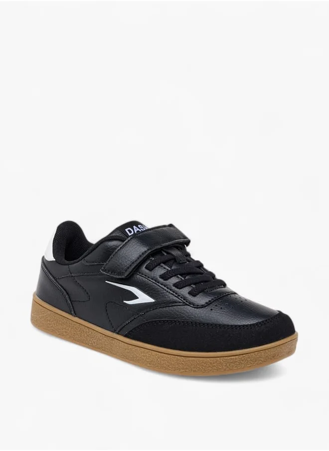 داش Boys Logo Detail Sneakers with Hook and Loop Closure