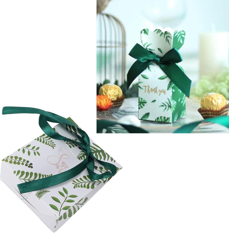Nurnesy 50Pcs Green Paper Favor Gift Boxes | Concise Elegant Style | Party Candy Bags for Wedding & Celebrations - Image 2