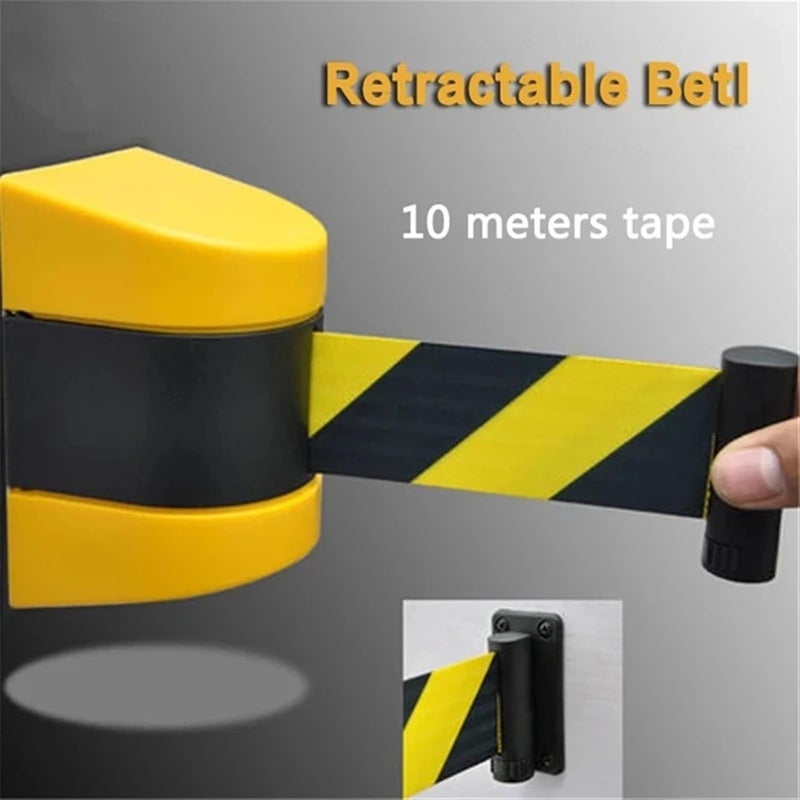 3.0meter 5M 7M 10M Belt Length Wall Mounted Retractable Belt Barrier with Yellow/Black Striped Caution Belt for Separated Region(3.0m) - Image 3