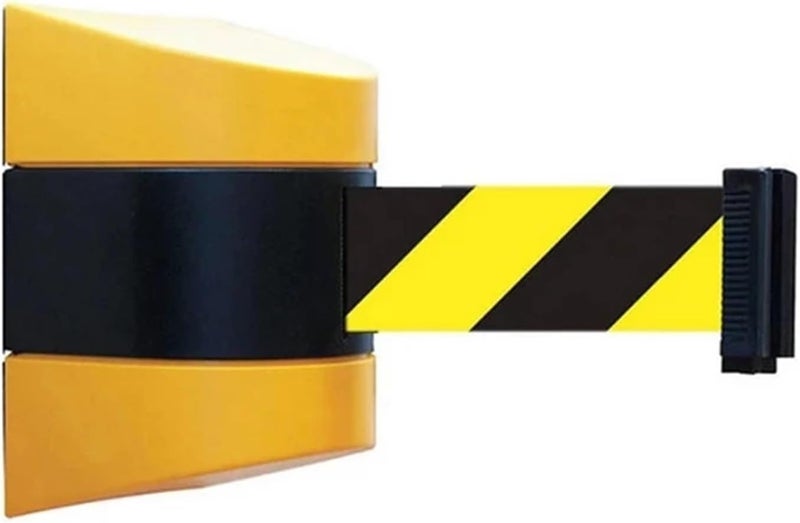 3.0meter 5M 7M 10M Belt Length Wall Mounted Retractable Belt Barrier with Yellow/Black Striped Caution Belt for Separated Region(3.0m) - Image 1