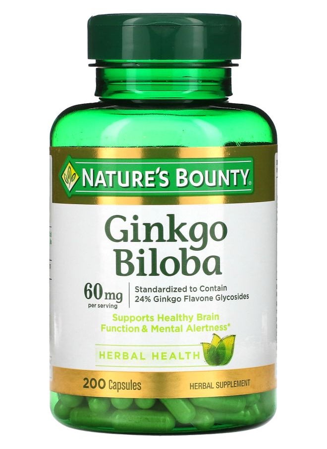Nature's Ginkgo Biloba 60 mg 200 Capsules (30 mg per Capsule) 