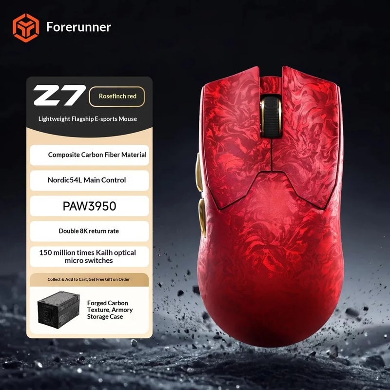 Eweadn Z7 Wireless Gaming Mouse, 52g Ultra-Light Carbon Fiber, PAW3950 8K, Ergonomic for Small-Medium Hands, FPS Esports - Image 4