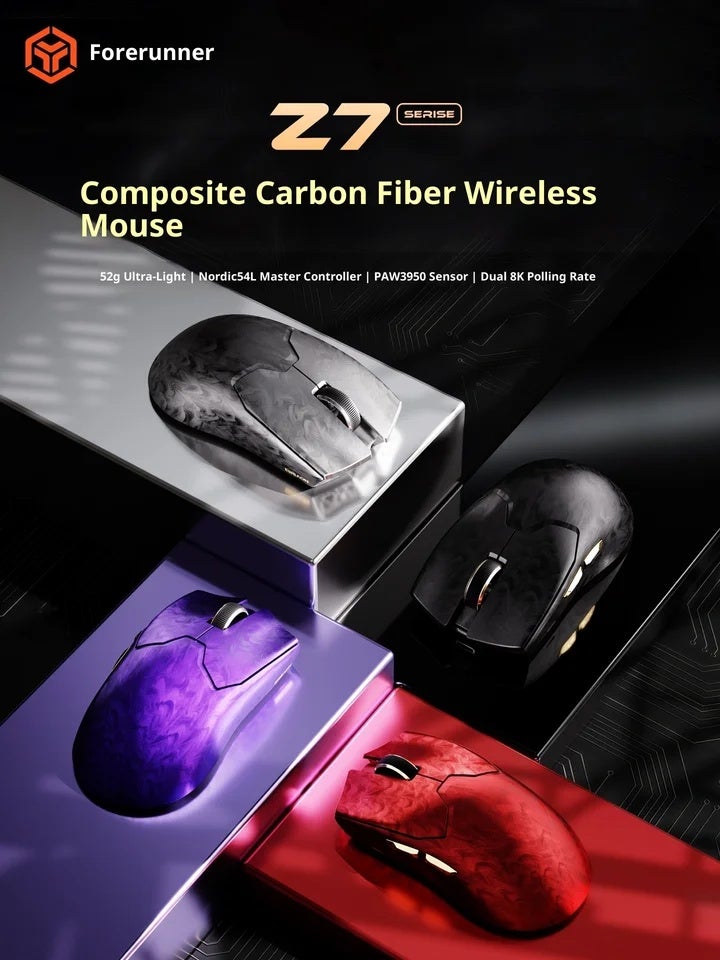 Eweadn Z7 Wireless Gaming Mouse, 52g Ultra-Light Carbon Fiber, PAW3950 8K, Ergonomic for Small-Medium Hands, FPS Esports - Image 2
