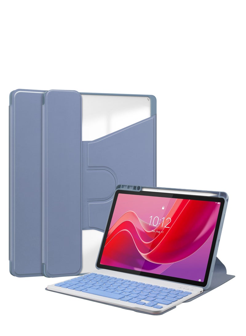 general For Lenovo Tab M11 TB330FU Acrylic Clear Swivel Tablet Case with Pen Tray and Detachable Wireless Bluetooth Keyboard
