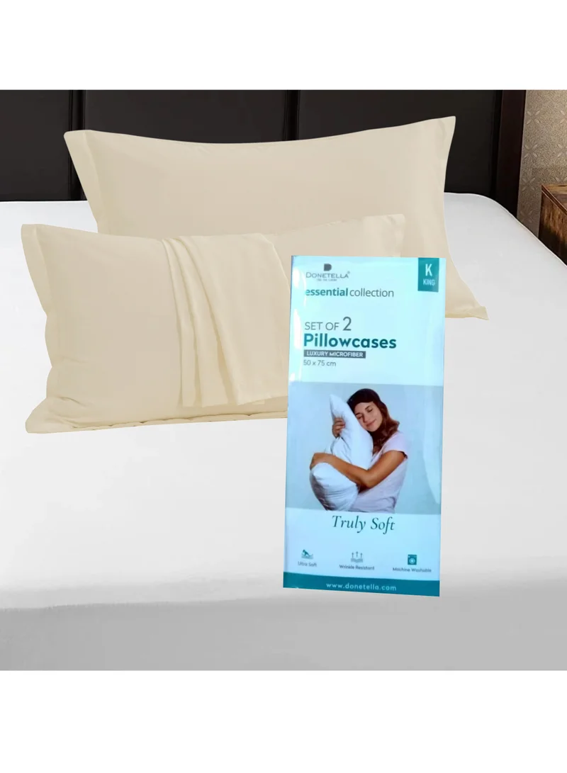 Donetella Microfiber Pillowcases 2-Pcs Soft Pillow Cover (50 x 75 CM) With Envelope Closure (Without Pillow Insert), Pastel Grey