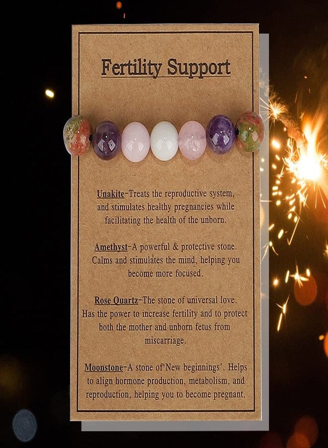 DATOA Healing Chakra Crystal Bead Bracelet With Card Spiritual Anxiety Relief Reiki Stone String Bracelet Balancing Energy Yoga Meditation Protection Jewelry Gifts for Women Men - Fertility Support - Image 3
