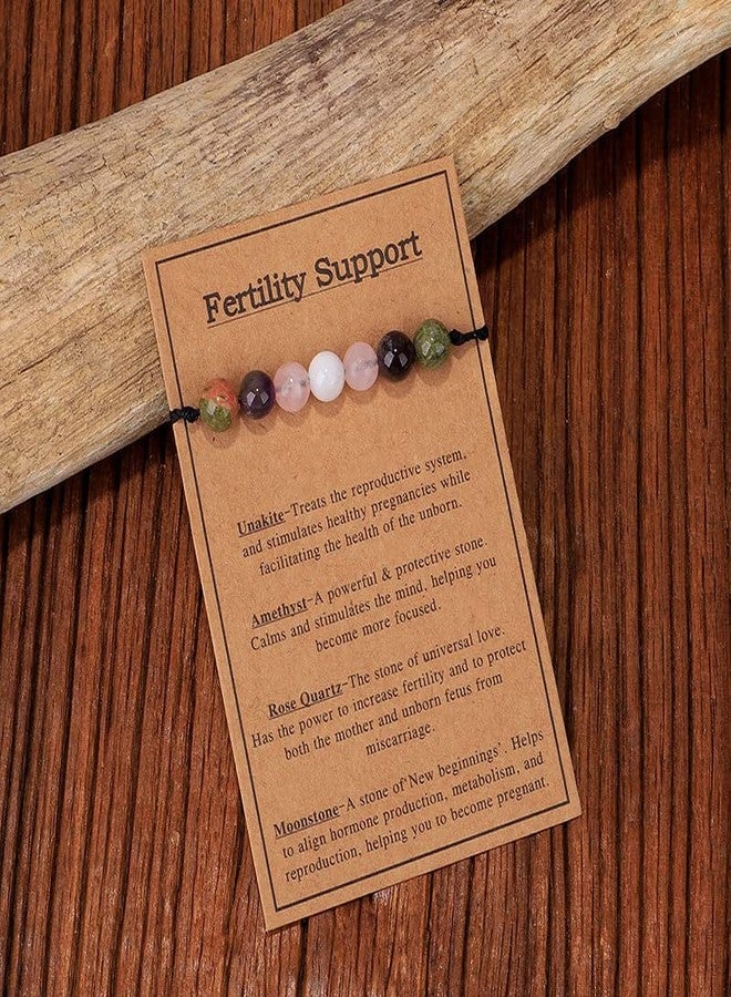 DATOA Healing Chakra Crystal Bead Bracelet With Card Spiritual Anxiety Relief Reiki Stone String Bracelet Balancing Energy Yoga Meditation Protection Jewelry Gifts for Women Men - Fertility Support - Image 2