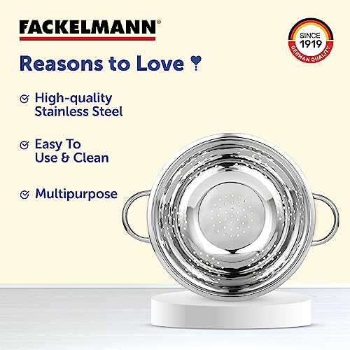 Fackelmann Colander 24 CM, Multipurpose Stainless Steel Colander – Durable, Anti-Rust Kitchen Accessories Items – Essential Kitchen Colander for Washing Fruits, Vegetables, Rice & More - Image 4