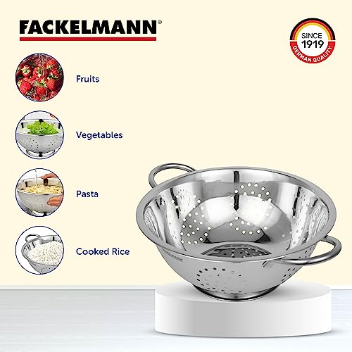 Fackelmann Colander 24 CM, Multipurpose Stainless Steel Colander – Durable, Anti-Rust Kitchen Accessories Items – Essential Kitchen Colander for Washing Fruits, Vegetables, Rice & More - Image 3