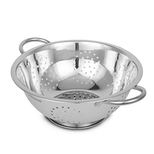 Fackelmann Colander 24 CM, Multipurpose Stainless Steel Colander – Durable, Anti-Rust Kitchen Accessories Items – Essential Kitchen Colander for Washing Fruits, Vegetables, Rice & More - Image 1