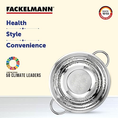 Fackelmann Colander 24 CM, Multipurpose Stainless Steel Colander – Durable, Anti-Rust Kitchen Accessories Items – Essential Kitchen Colander for Washing Fruits, Vegetables, Rice & More - Image 5