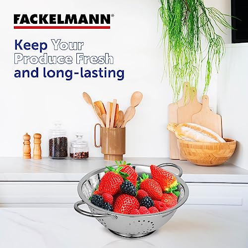 Fackelmann Colander 24 CM, Multipurpose Stainless Steel Colander – Durable, Anti-Rust Kitchen Accessories Items – Essential Kitchen Colander for Washing Fruits, Vegetables, Rice & More - Image 2