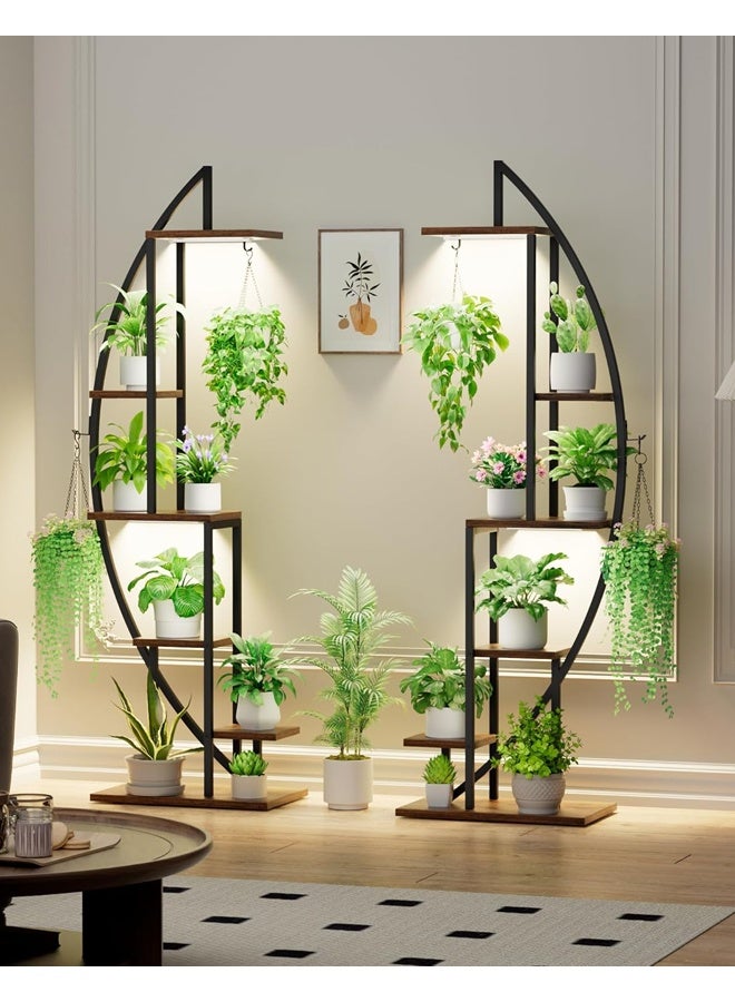 إن كي أكس حامل زهور مع أرفف لغرفة المعيشة وشرفة من الأرض إلى الأرض ورف من الحديد المطاوع مع حامل متعدد الطبقات لأصيص الزهور للزراعة - Image 5