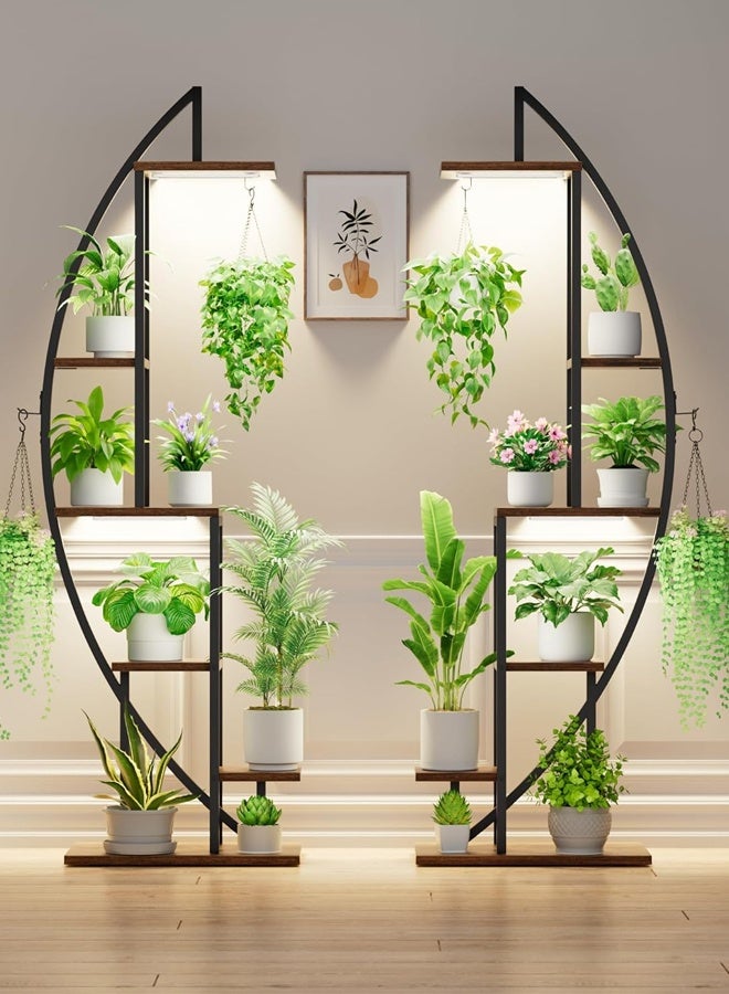 إن كي أكس حامل زهور مع أرفف لغرفة المعيشة وشرفة من الأرض إلى الأرض ورف من الحديد المطاوع مع حامل متعدد الطبقات لأصيص الزهور للزراعة - Image 2