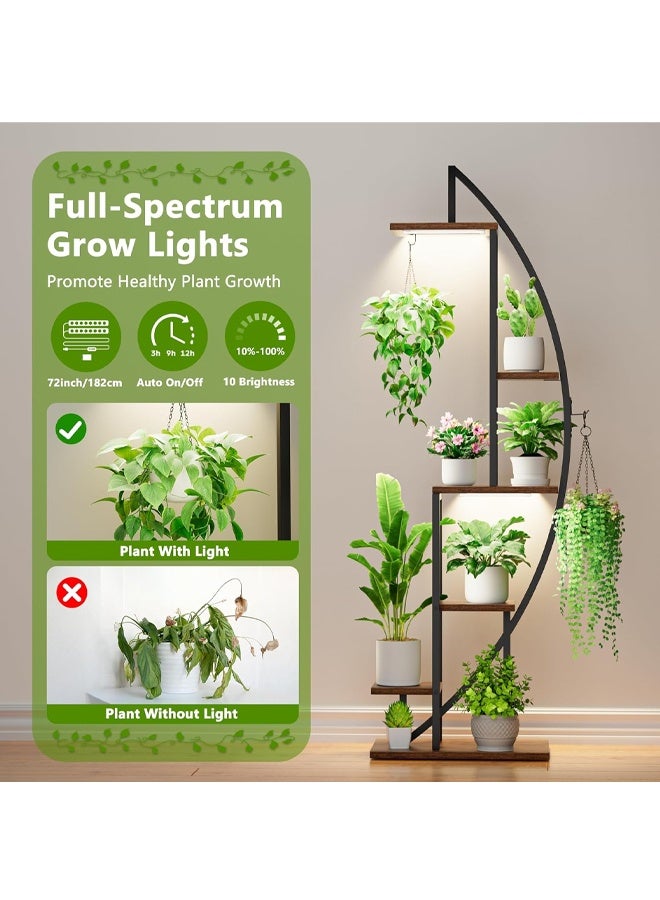 إن كي أكس حامل زهور مع أرفف لغرفة المعيشة وشرفة من الأرض إلى الأرض ورف من الحديد المطاوع مع حامل متعدد الطبقات لأصيص الزهور للزراعة - Image 4