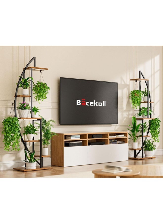 إن كي أكس حامل زهور مع أرفف لغرفة المعيشة وشرفة من الأرض إلى الأرض ورف من الحديد المطاوع مع حامل متعدد الطبقات لأصيص الزهور للزراعة - Image 3