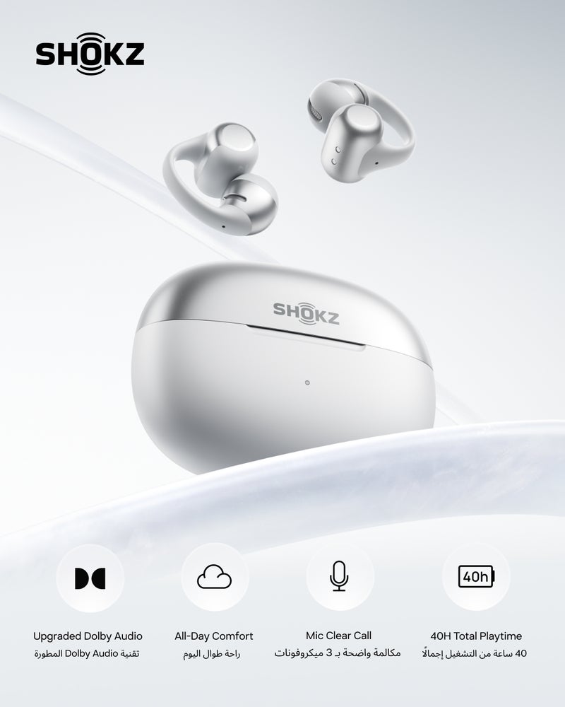 SHOKZ OpenDots 2 Open Ear Headphones - Premium Dolby Audio, Bluetooth 6.1, 40 hrs Playtime, IP57, Grey - Image 1