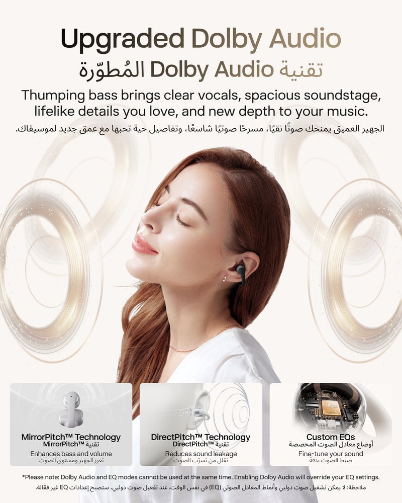 SHOKZ OpenDots 2 Open Ear Headphones - Premium Dolby Audio, Bluetooth 6.1, 40 hrs Playtime, IP57, Grey - Image 3
