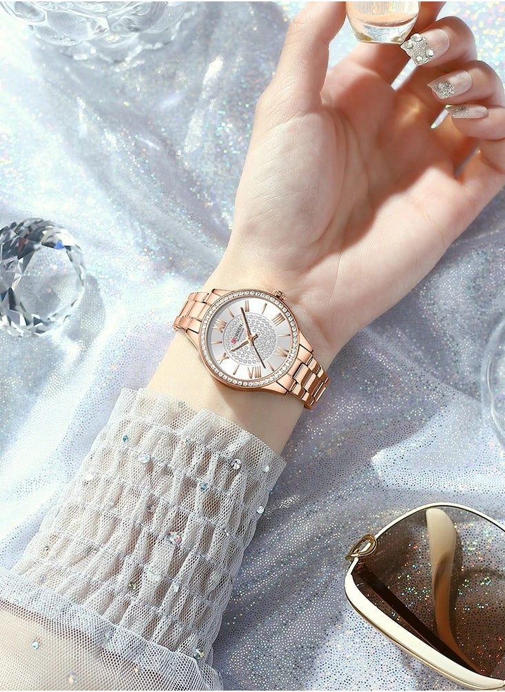 CURREN CURREN 9084 Luxury Brand Watches for Women with Stainless Steel Band Fashion Rhinestones Ladies Wristwatch with Luminous (With Box Free)  - Image 3