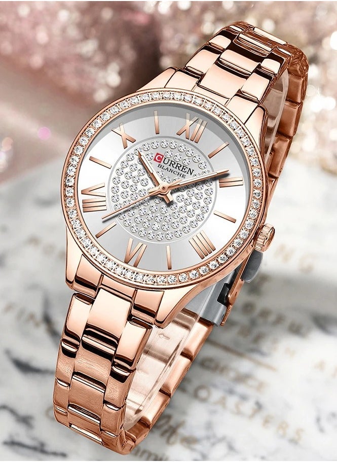 CURREN CURREN 9084 Luxury Brand Watches for Women with Stainless Steel Band Fashion Rhinestones Ladies Wristwatch with Luminous (With Box Free)  - Image 1