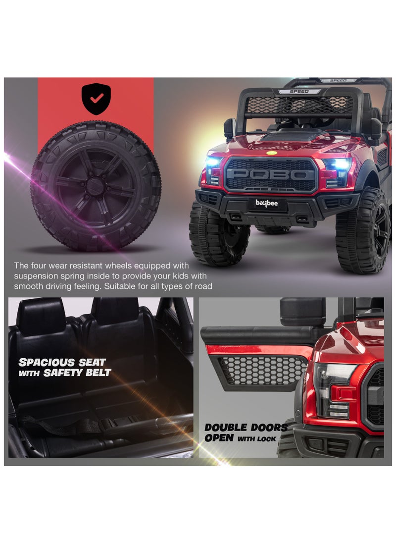 BAYBEE - Bronco Battery Operated Jeep for Kids Rechargeable Battery Car for Kids with Music Led Light Ride On Kids Car Jeep Racing Baby Car Electric Car for Kids Children 2 to 7 Years Boy Girl Red - Image 1