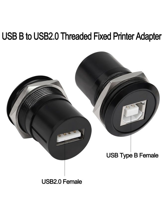 QIANRENON USB B to USB2.0 Threaded Fixed Printer Adapter USB2.0 Type B Female to USB2.0 Female Panel Mount Round Connector, for Printer Scanner 3.5'Portable Hard Drive Monitor - Image 2
