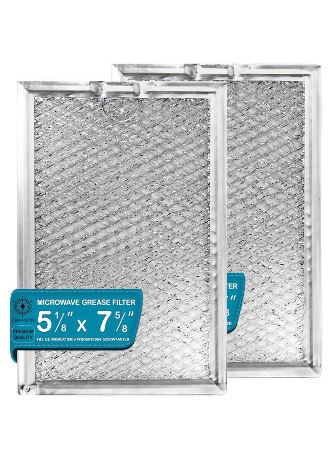 Omaeon WB06X10309, WB06X10654 Microwave oven Grease Filter Replacement For Many GE Stove WB06X10359, 5230W1A012B - 7-5/8 x 5-1/8 x 1/8 Inch (Packed in Box) (2-Pack) - Image 1