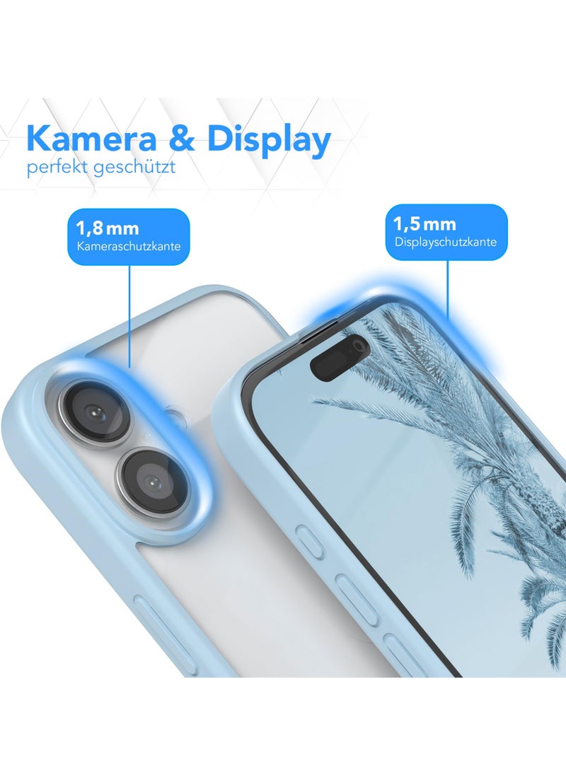 ماركة غير محددة - جراب لهاتف iPhone 16 مقاس 6.1 بوصة، غطاء ممتص للصدمات للهاتف، إطار TPU غير لامع بلون سادة، ظهر شفاف مضاد للخدش (أزرق مخضر) - Image 1