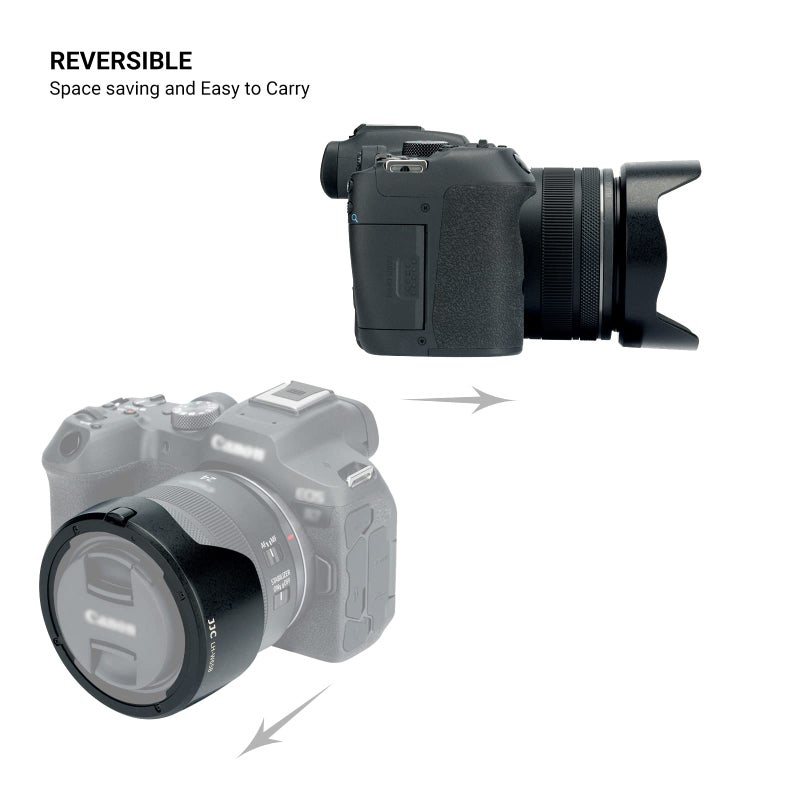 JJC Lens Hood for Canon RF 24mm F1.8 Macro is STM,EF 24mm 2.8 is USM and EF 28mm 2.8 is USM Lens,Reversible Lens Shade Replace Canon EW-65B Lens Hood, Compatible with 52mm 58mm Filters and Lens Cap - Image 3