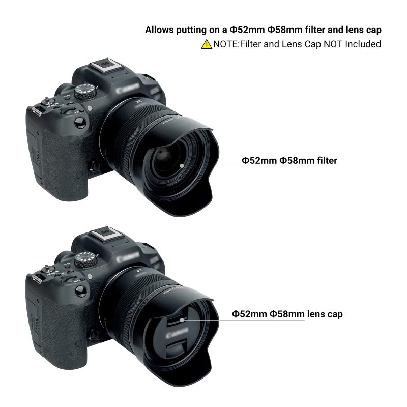 JJC Lens Hood for Canon RF 24mm F1.8 Macro is STM,EF 24mm 2.8 is USM and EF 28mm 2.8 is USM Lens,Reversible Lens Shade Replace Canon EW-65B Lens Hood, Compatible with 52mm 58mm Filters and Lens Cap - Image 2