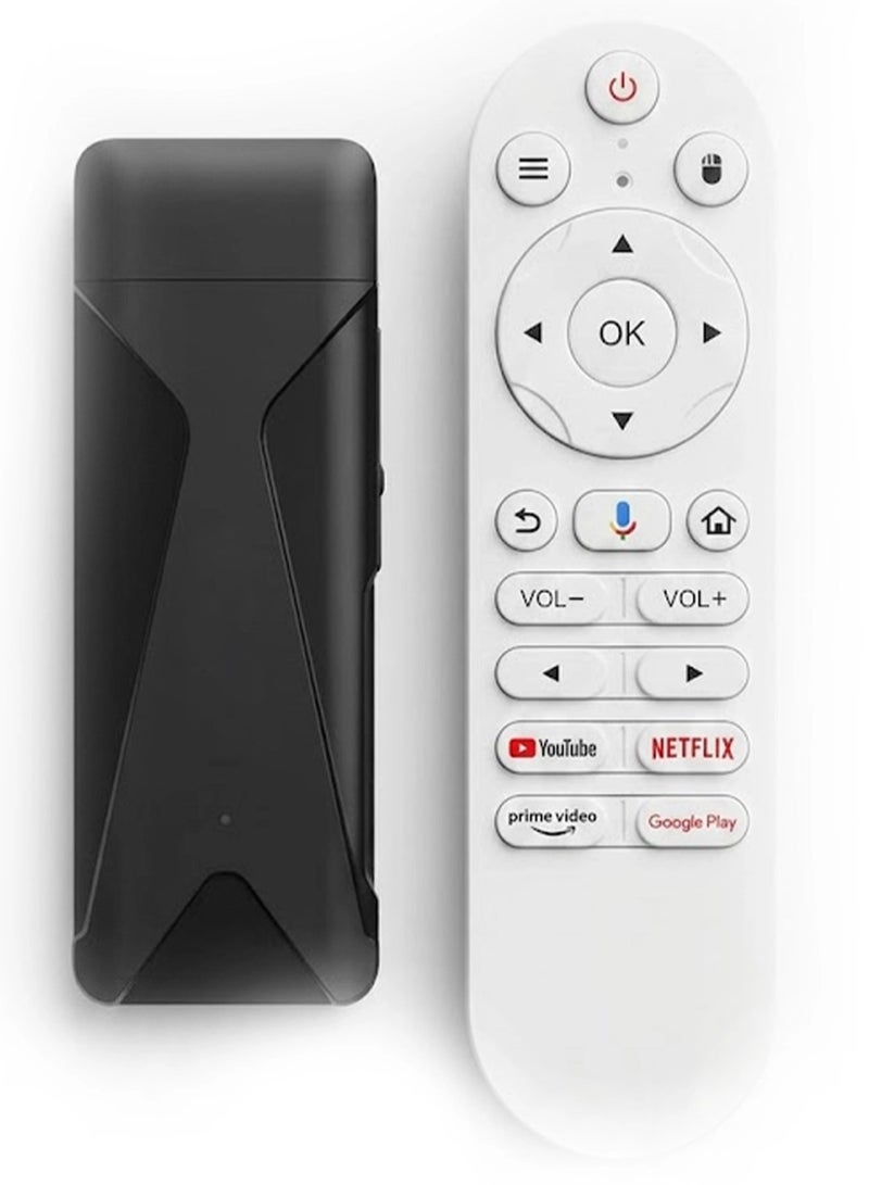 جهاز بث Google TV بدقة 4K، يدعم Wi-Fi 6 وتقنية Dolby Vision وDolby Atmos، مزود بجهاز تحكم عن بُعد يعمل بالصوت عبر البلوتوث وتقنية Chromecast مدمجة؛ جهاز ذكي رباعي النواة ومشغل وسائط HDMI لتطبيقات Netflix وYouTube وPrime Video وGoogle Play، مع دعم التحكم الصوتي والترفيه المنزلي. - Image 1