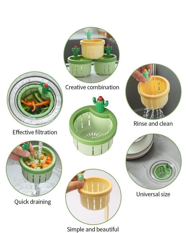 KIDWILL Cactus Kitchen Sink Drain Strainer, Self-Cleaning Kitchen Sink Strainer, Press Automatic Dumping Basket, Drain Filter Jali, Kitchen Waste Collector, Multi-Functional Home Use - Image 4