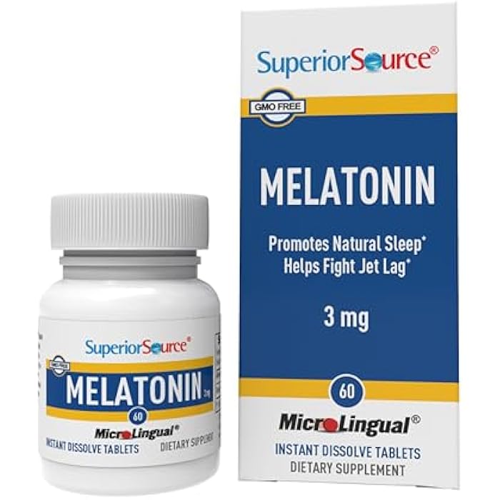 Superior Source Melatonin 3 mg - Healthy Sleep Support Supplement for Adults - Melatonin Formula with Chamomile Aids Relaxation & Restful Sleep - 60 Sublingual Dissolving Tablets - Image 1
