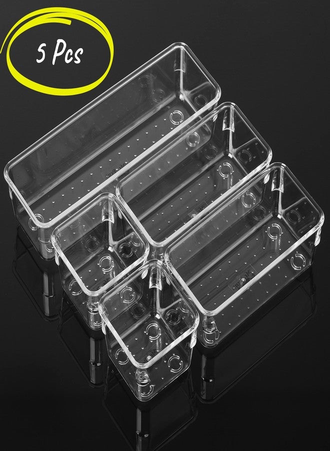 Mr. Pen- Drawer Organizers Set, 5 pcs, Clear Plastic Makeup Drawer Organizer, containers for Organizing, Desk Vanity Organizer, Bathroom Drawer Organizers - Image 2