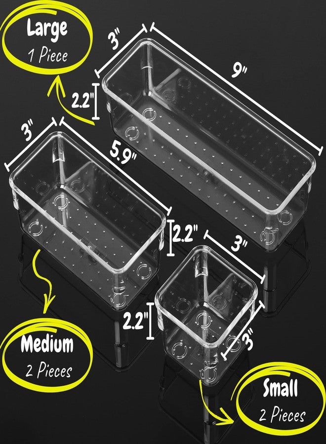 Mr. Pen- Drawer Organizers Set, 5 pcs, Clear Plastic Makeup Drawer Organizer, containers for Organizing, Desk Vanity Organizer, Bathroom Drawer Organizers - Image 3