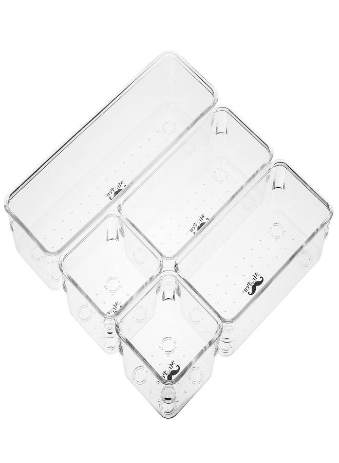 Mr. Pen- Drawer Organizers Set, 5 pcs, Clear Plastic Makeup Drawer Organizer, containers for Organizing, Desk Vanity Organizer, Bathroom Drawer Organizers - Image 1