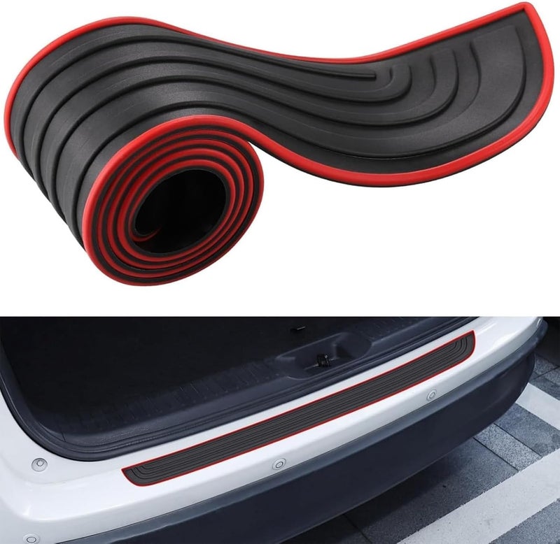 Car Rear Bumper Protector for Benz ML Class 2005-2011, Trimmable Anti-Scratch Guard, Heavy Duty Rubber Non-Slip Trunk Lip Protection Strip,104cm*9cm-Red - Image 2