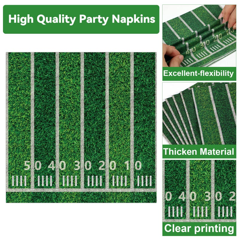 QOUBAI Football Oval Paper Plates Football Plates and Napkins Party Decorations Sport Rugby Theme Birthday Supplies 11inch Touch Down Dish Tray Dinnerware for Party Game Celebration, 25 Guest - Image 5