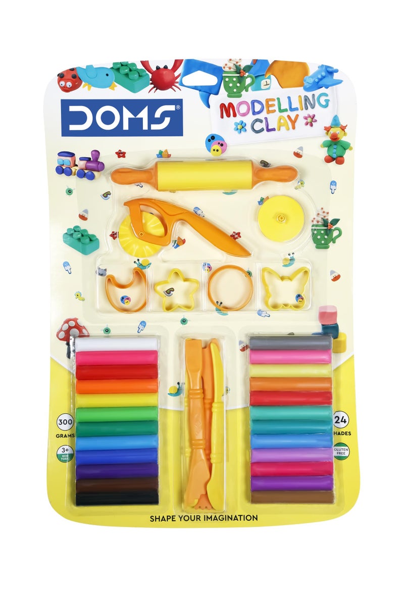 Doms Modelling Clay Blister Pack | Easily Kneadable Clay | Non Toxic & Safe For Childrens | Soft, Non-Drying, Hygienic & Non-Sticky | Ideal for School, Kids & Gifting Purpose | Set Of 24 Unique Shades - Image 1